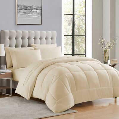 Sweet Home Collection - All Season Reversible Bed-in-A-Bag Solid Color Comforter & Sheet Set, Queen - Beige Sweet Home Collection - All Season Reversible Bed-in-A-Bag Solid Color Comforter & Sheet Set, Queen - Beige