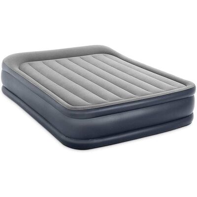 Intex - Pillow Raised Airbed Mattress with Built In Pump - Gray Intex - Pillow Raised Airbed Mattress with Built In Pump - Gray