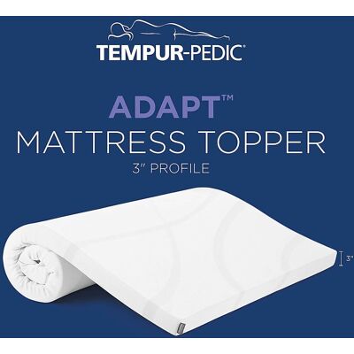 Tempur-Pedic - TEMPUR-Adapt® 3" Memory Foam Mattress Topper, Queen - White Tempur-Pedic - TEMPUR-Adapt® 3" Memory Foam Mattress Topper, Queen - White