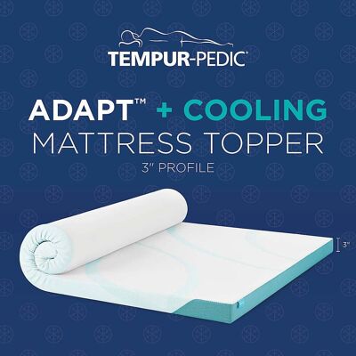 Tempur-Pedic - TEMPUR-Adapt® + Cooling 3" Memory Foam Mattress Topper, Queen - White Tempur-Pedic - TEMPUR-Adapt® + Cooling 3" Memory Foam Mattress Topper, Queen - White