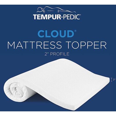 Tempur-Pedic - TEMPUR-Cloud® 2" Memory Foam Mattress Topper, Twin - White Tempur-Pedic - TEMPUR-Cloud® 2" Memory Foam Mattress Topper, Twin - White