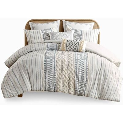 Gracie Mills - Modesto Printed Cotton Comforter Set with Chenille - Navy Gracie Mills - Modesto Printed Cotton Comforter Set with Chenille - Navy