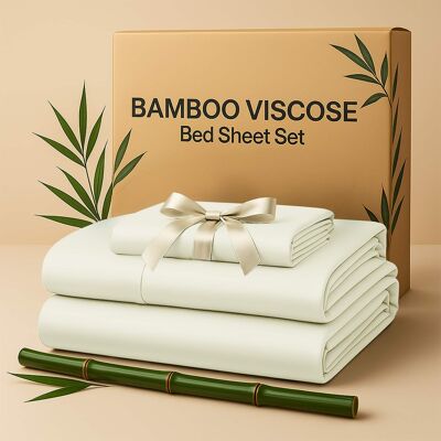 Lux Decor Collection - Rayon from Bamboo Blend Twin Bed Sheets, 4-Piece Cooling Sheet Set with 16-Inch Deep Pockets - Beige Lux Decor Collection - Rayon from Bamboo Blend Twin Bed Sheets, 4-Piece Cooling Sheet Set with 16-Inch Deep Pockets - Beige