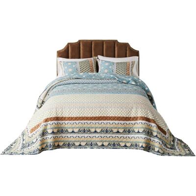 Greenland Home Fashions - Thalia Stylized Florals and Geometric Prints Bohemian 3 Piece Bedspread Set King/Cal King - Blue Greenland Home Fashions - Thalia Stylized Florals and Geometric Prints Bohemian 3 Piece Bedspread Set King/Cal King - Blue
