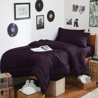 Sweet Home Collection - 7PC Campus Ready Dorm Twin XL Bedding Bundle, Solid Comforter, Bed Pillows and Sheet Set - Purple Sweet Home Collection - 7PC Campus Ready Dorm Twin XL Bedding Bundle, Solid Comforter, Bed Pillows and Sheet Set - Purple