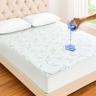 Lux Decor Collection - Waterproof Mattress Protector Rayon From Bamboo and Polyester Deep Pocket Mattress Topper - White Lux Decor Collection - Waterproof Mattress Protector Rayon From Bamboo and Polyester Deep Pocket Mattress Topper - White