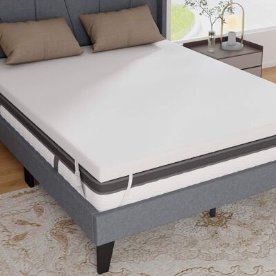 Costway - 3" Gel-Infused Memory Foam Mattress Topper with Removable & Washable Cover Queen - White Costway - 3" Gel-Infused Memory Foam Mattress Topper with Removable & Washable Cover Queen - White