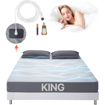 VEVOR - Grounding Sheets, King Size, 95% Cotton + 5% Pure Silver Fiber, Earth Grounded Fitted Bed Sheets - Gray VEVOR - Grounding Sheets, King Size, 95% Cotton + 5% Pure Silver Fiber, Earth Grounded Fitted Bed Sheets - Gray