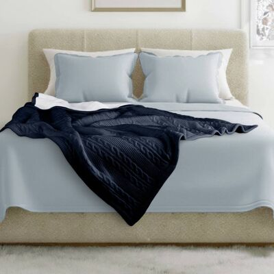 Lavish Home - Cable Knit Throw Blanket for Couch, Sofa, or Bed 60x80-Inch Soft and Cozy Blanket Throws Warm Sherpa - Navy Blue Lavish Home - Cable Knit Throw Blanket for Couch, Sofa, or Bed 60x80-Inch Soft and Cozy Blanket Throws Warm Sherpa - Navy Blue