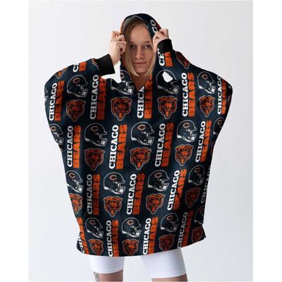Pegasus - Chicago Bears Homefield Repeat Logo Wearable Hooded Blanket - Multicolor Pegasus - Chicago Bears Homefield Repeat Logo Wearable Hooded Blanket - Multicolor
