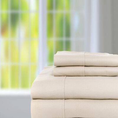 Knightsbridge - 1000 Thread Count Herringbone Sateen Sheet Set - 4-Piece - Queen 60x80" - Ash Knightsbridge - 1000 Thread Count Herringbone Sateen Sheet Set - 4-Piece - Queen 60x80" - Ash