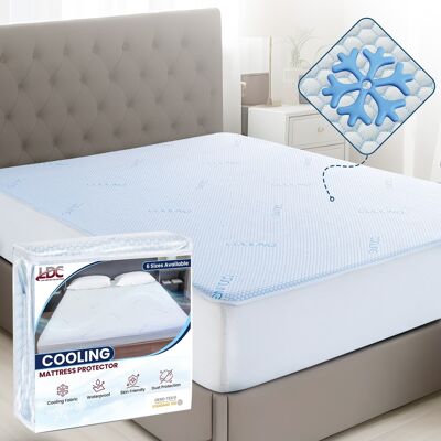 Lux Decor Collection - Cooling Mattress Protector Waterproof Breathable Up to 16-Inch Deep Pocket Fitted Mattress Cover - White Lux Decor Collection - Cooling Mattress Protector Waterproof Breathable Up to 16-Inch Deep Pocket Fitted Mattress Cover - White