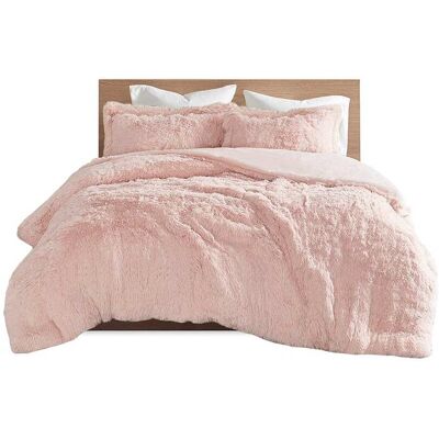 Gracie Mills - Susie Solid Shaggy Long Fur Duvet Cover Set - Blush Gracie Mills - Susie Solid Shaggy Long Fur Duvet Cover Set - Blush