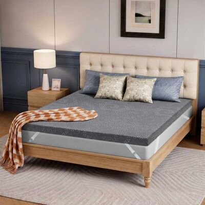 Bestier - 3-Inch Bamboo Fiber Mattress Topper with Bamboo Charcoal Gel Memory Foam, Twin Size - Dark Gray Bestier - 3-Inch Bamboo Fiber Mattress Topper with Bamboo Charcoal Gel Memory Foam, Twin Size - Dark Gray