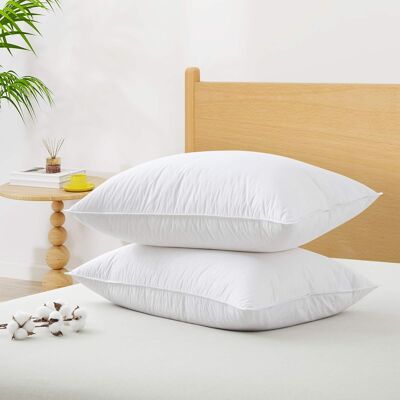 Puredown - 2 Pack 300TC Cotton Goose Feather Down Pillows, Pillow-in-a-pillow Design, Made in Japan, Standard - Classic Puredown - 2 Pack 300TC Cotton Goose Feather Down Pillows, Pillow-in-a-pillow Design, Made in Japan, Standard - Classic