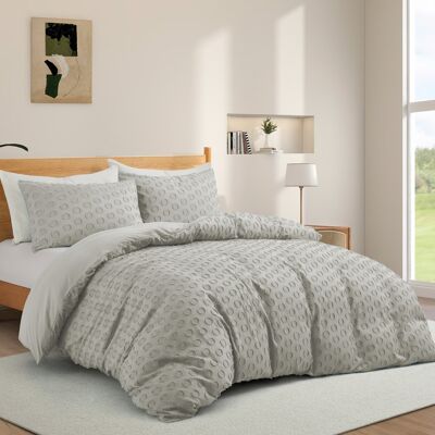 Peace Nest - Tufted Clipped Jacquard Geometric Duvet Cover & Pillowcase Set - Circle Light Gray Peace Nest - Tufted Clipped Jacquard Geometric Duvet Cover & Pillowcase Set - Circle Light Gray