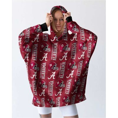 Pegasus - Alabama Crimson Tide Homefield Repeat Logo Wearable Hooded Blanket - Multicolor Pegasus - Alabama Crimson Tide Homefield Repeat Logo Wearable Hooded Blanket - Multicolor