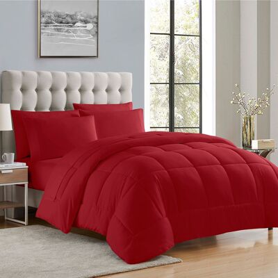 Sweet Home Collection - All Season Reversible Bed-in-A-Bag Solid Color Comforter & Sheet Set, King - Red Sweet Home Collection - All Season Reversible Bed-in-A-Bag Solid Color Comforter & Sheet Set, King - Red