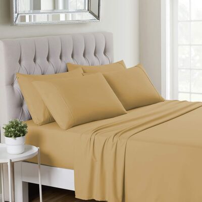 Sweet Home Collection - Deluxe Microfiber Sheet Set with Bonus Pillowcases, Ultra Soft 1500 Series, Queen - Camel Sweet Home Collection - Deluxe Microfiber Sheet Set with Bonus Pillowcases, Ultra Soft 1500 Series, Queen - Camel