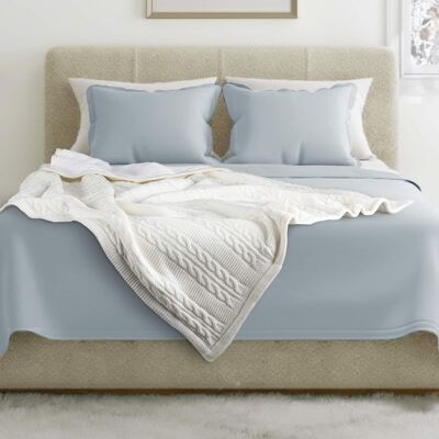 Lavish Home - Cable Knit Throw Blanket for Couch, Sofa, or Bed 60x80-Inch Soft and Cozy Blanket Throws Warm Sherpa - Ivory Lavish Home - Cable Knit Throw Blanket for Couch, Sofa, or Bed 60x80-Inch Soft and Cozy Blanket Throws Warm Sherpa - Ivory