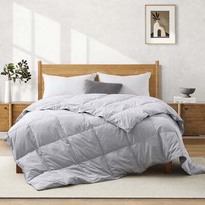 Peace Nest - Lightweight Summer White Goose Down Feather Fiber Comforter Duvet Insert - California King - Light Gray Peace Nest - Lightweight Summer White Goose Down Feather Fiber Comforter Duvet Insert - California King - Light Gray