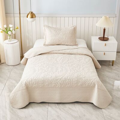 MarCielo - 2/3 Piece 100% Cotton Oversized Bedspread Lightweight Quilt Set - Natural Beige MarCielo - 2/3 Piece 100% Cotton Oversized Bedspread Lightweight Quilt Set - Natural Beige