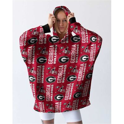 Pegasus - Georgia Bulldogs Homefield Repeat Logo Wearable Hooded Blanket - Multicolor Pegasus - Georgia Bulldogs Homefield Repeat Logo Wearable Hooded Blanket - Multicolor