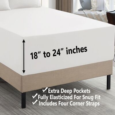 Sweet Home Collection - 18"-24" Extra Deep Pocket, 4-Piece Bed Sheets Set, California King - Ivory Sweet Home Collection - 18"-24" Extra Deep Pocket, 4-Piece Bed Sheets Set, California King - Ivory
