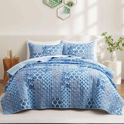 Peace Nest Soft Printed Coverlet Set Floral Geometric Bedspread Modern Reversible Quilt and Shams Set - Savanna Peace Nest Soft Printed Coverlet Set Floral Geometric Bedspread Modern Reversible Quilt and Shams Set - Savanna