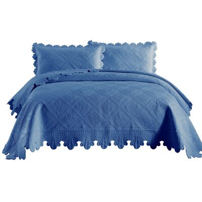 MarCielo - 3 Piece 100% Cotton Oversized Bedspread Lightweight Quilt Bedspread Set - Midtone Blue MarCielo - 3 Piece 100% Cotton Oversized Bedspread Lightweight Quilt Bedspread Set - Midtone Blue
