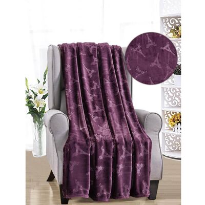 Noble House - Eiffel Tower Premium Microplush Super Soft Embossed Pattern All Season 50" x 60" Throw Blanket - Plum Noble House - Eiffel Tower Premium Microplush Super Soft Embossed Pattern All Season 50" x 60" Throw Blanket - Plum