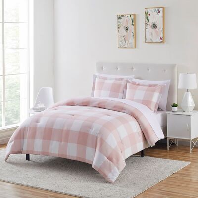 Sweet Home Collection - 7 Piece Checkered Buffalo Plaid Bed in a Bag Comforter & Sheet Set - Full - Blush Sweet Home Collection - 7 Piece Checkered Buffalo Plaid Bed in a Bag Comforter & Sheet Set - Full - Blush