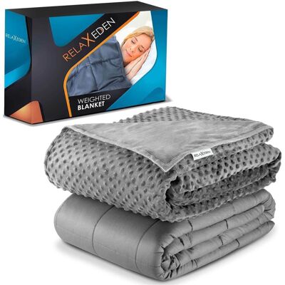 RELAX EDEN - Adult Cotton Weighted Blanket w/ Navy Cover, 60 x 80 In, 15 Lb, Grey - Gray Blanket + Gray Cover RELAX EDEN - Adult Cotton Weighted Blanket w/ Navy Cover, 60 x 80 In, 15 Lb, Grey - Gray Blanket + Gray Cover