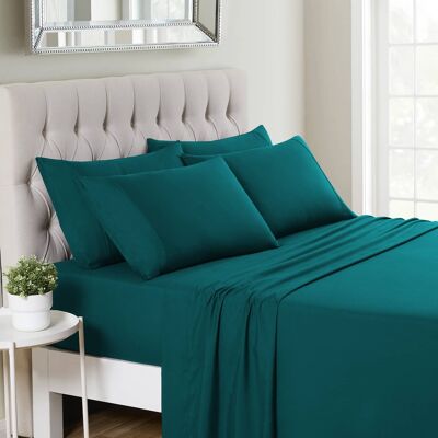 Sweet Home Collection - Deluxe Microfiber Sheet Set with Bonus Pillowcases, Ultra Soft 1500 Series, Queen - Teal Sweet Home Collection - Deluxe Microfiber Sheet Set with Bonus Pillowcases, Ultra Soft 1500 Series, Queen - Teal
