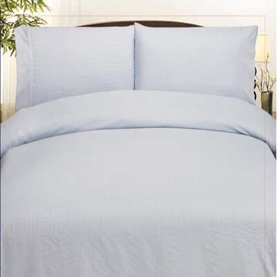 Plazatex - Embossed Dobby Stripe 90GSM Microfiber Sheet Set - Queen 60x80" - White Plazatex - Embossed Dobby Stripe 90GSM Microfiber Sheet Set - Queen 60x80" - White