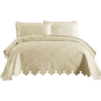 MarCielo - 3 Piece 100% Cotton Oversized Bedspread Lightweight Quilt Bedspread Set - Beige Khaki MarCielo - 3 Piece 100% Cotton Oversized Bedspread Lightweight Quilt Bedspread Set - Beige Khaki