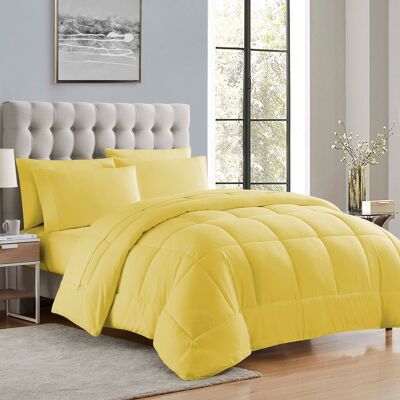 Sweet Home Collection - All Season Reversible Bed-in-A-Bag Solid Color Comforter & Sheet Set, Twin XL - Yellow Sweet Home Collection - All Season Reversible Bed-in-A-Bag Solid Color Comforter & Sheet Set, Twin XL - Yellow