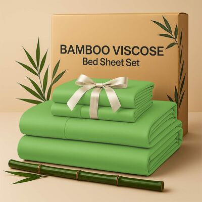 Lux Decor Collection - Rayon from Bamboo Blend King Bed Sheets, 4-Piece Cooling Sheet Set with 16-Inch Deep Pockets - Sage Lux Decor Collection - Rayon from Bamboo Blend King Bed Sheets, 4-Piece Cooling Sheet Set with 16-Inch Deep Pockets - Sage