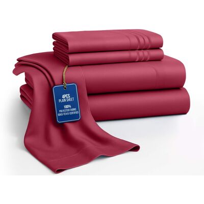 Lux Decor Collection - 4-Piece King Bed Sheet Set, Ultra Soft Microfiber, Deep Pocket, Wrinkle-Resistant, Hypoallergenic, All-Season Comfort - Burgundy Lux Decor Collection - 4-Piece King Bed Sheet Set, Ultra Soft Microfiber, Deep Pocket, Wrinkle-Resistant, Hypoallergenic, All-Season Comfort - Burgundy