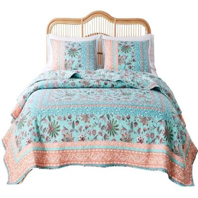 Greenland Home Fashions Barefoot Bungalow Audrey Quilt and Pillow Sham Set - Twin 68x88" - Turquoise Greenland Home Fashions Barefoot Bungalow Audrey Quilt and Pillow Sham Set - Twin 68x88" - Turquoise
