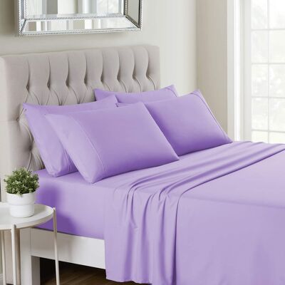 Sweet Home Collection - Deluxe Microfiber Sheet Set with Bonus Pillowcases, Ultra Soft 1500 Series, King - Lavender Sweet Home Collection - Deluxe Microfiber Sheet Set with Bonus Pillowcases, Ultra Soft 1500 Series, King - Lavender