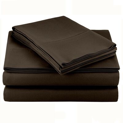 Kitcheniva - 4 Piece Bed Sheet Set Microfiber Comfort Ultra Soft Deep Pocket Sheets King - Brown Kitcheniva - 4 Piece Bed Sheet Set Microfiber Comfort Ultra Soft Deep Pocket Sheets King - Brown