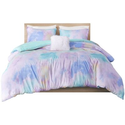 Gracie Mills - Orion Dreamscape Watercolor Tie Dye Comforter Set with Cozy Throw Pillow - Aqua Gracie Mills - Orion Dreamscape Watercolor Tie Dye Comforter Set with Cozy Throw Pillow - Aqua