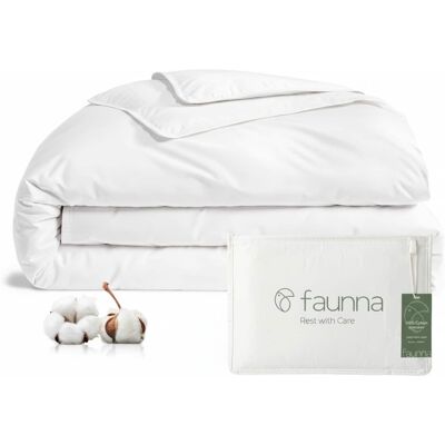 FAUNNA - 100% Cotton Duvet Cover, Hypoallergenic Bed Bug Proof Minimalist Comforter Cover Zipper - White FAUNNA - 100% Cotton Duvet Cover, Hypoallergenic Bed Bug Proof Minimalist Comforter Cover Zipper - White