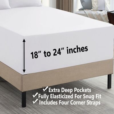 Sweet Home Collection - 18"-24" Extra Deep Pocket, 3-Piece Bed Sheets Set, Twin - White Sweet Home Collection - 18"-24" Extra Deep Pocket, 3-Piece Bed Sheets Set, Twin - White