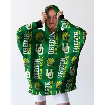 Pegasus - Oregon Ducks Homefield Repeat Logo Wearable Hooded Blanket - Multicolor Pegasus - Oregon Ducks Homefield Repeat Logo Wearable Hooded Blanket - Multicolor