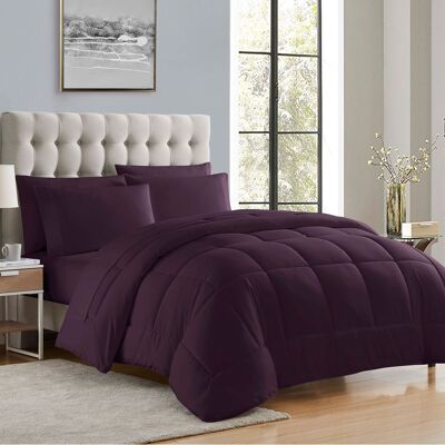 Sweet Home Collection - All Season Reversible Bed-in-A-Bag Solid Color Comforter & Sheet Set, California King - Purple Sweet Home Collection - All Season Reversible Bed-in-A-Bag Solid Color Comforter & Sheet Set, California King - Purple