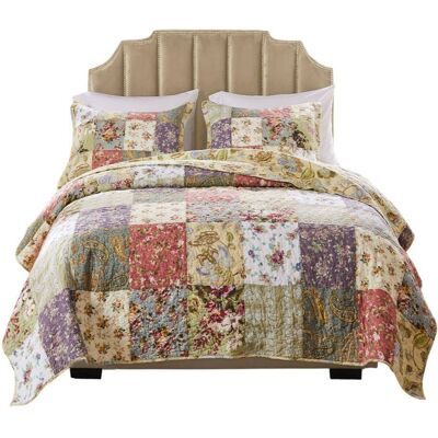 Greenland Home Fashions - Greenland Home Fashion Blooming Prairie Quilt And Pillow Sham Set - 3 - Piece - Full/Queen 90x90" - Multi Greenland Home Fashions - Greenland Home Fashion Blooming Prairie Quilt And Pillow Sham Set - 3 - Piece - Full/Queen 90x90" - Multi