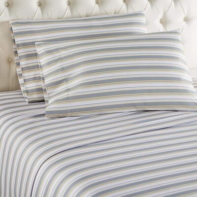 Shavel Home Products - Micro Flannel Shavel Quality Printed Sheet Set Twin Flat/Fitted 66x96/75x39x14"; Pillowcase 21x32" - Metro stripe Shavel Home Products - Micro Flannel Shavel Quality Printed Sheet Set Twin Flat/Fitted 66x96/75x39x14"; Pillowcase 21x32" - Metro stripe