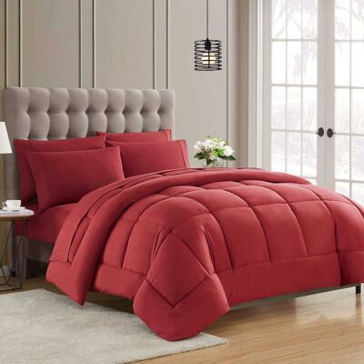 Sweet Home Collection - All Season Reversible Bed-in-A-Bag Solid Color Comforter & Sheet Set, King - Burgundy Sweet Home Collection - All Season Reversible Bed-in-A-Bag Solid Color Comforter & Sheet Set, King - Burgundy